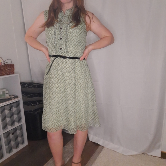 GREEN MID-CENTURY MODERN DRESS SIZE 10 - Picture 4 of 5